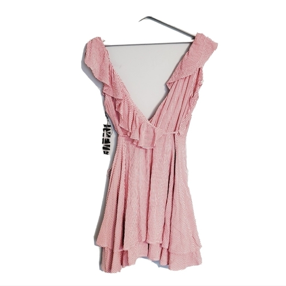 NEW Hyfve Striped Wrap Dress Pink White - Picture 3 of 5